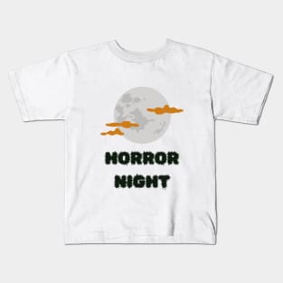 halloween day night moon horror nigh spooky text and design illustration Kids T-Shirt